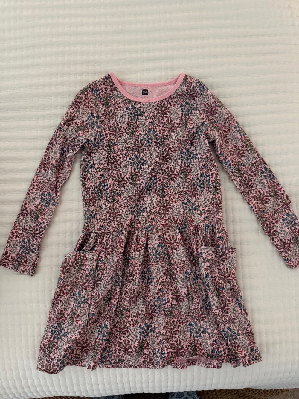 Tea Collection Pink floral Tiered Dress - Size 7